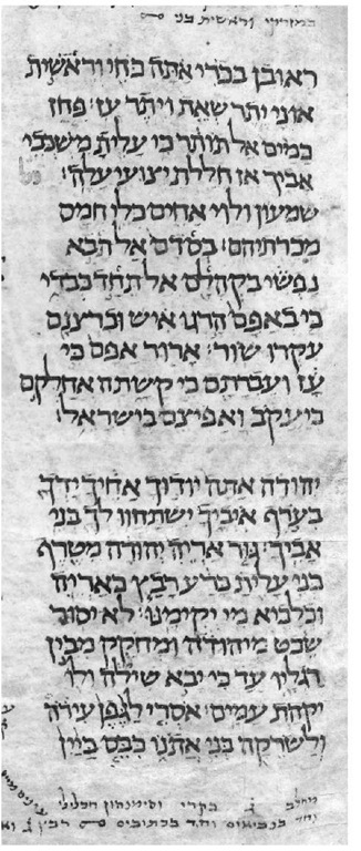 Final development of Egyptian square script: manuscript of Genesis c. tenth century c.E.