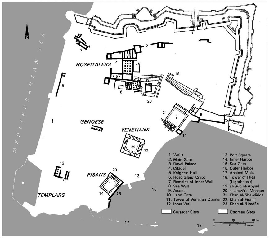 Plan of Acre showing Crusader and Ottoman sites.