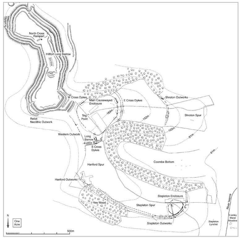 Site plan of Hambledon Hill. 
