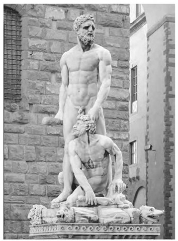 Baccio Bandinelli Hercules and Cacus (1534). The sculpture records the exploit of Hercules in which he killed the giant Cacus, who had stolen some of the hero's cattle. It stands in the Piazza della Signoria, Florence. The Bridgeman Art Library 