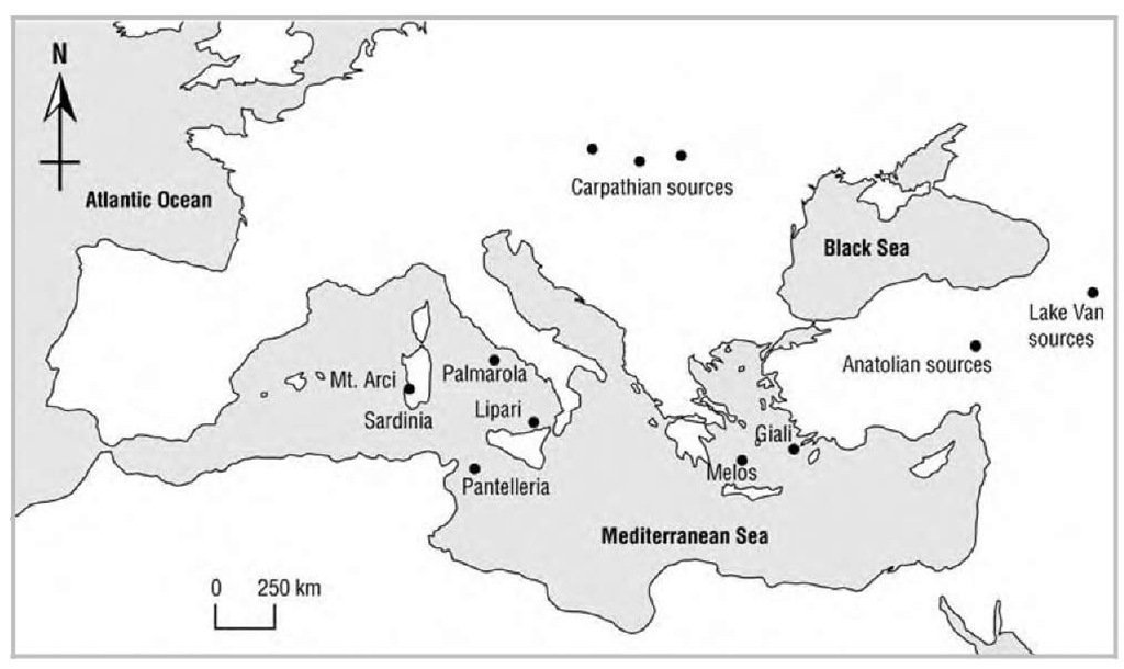 European and Mediterranean obsidian sources.