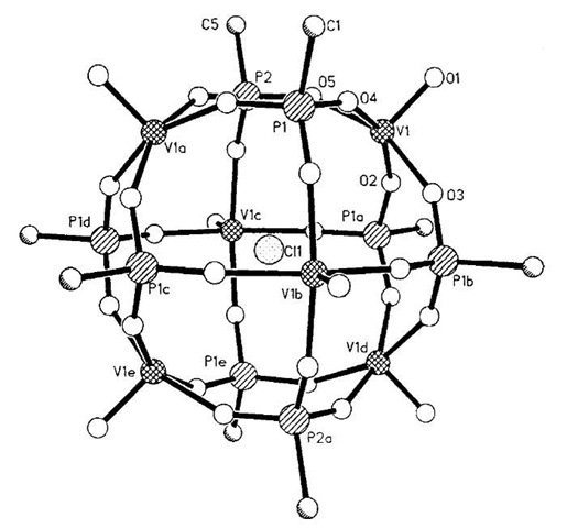 A view of the structure of 5 showing chloride template. 