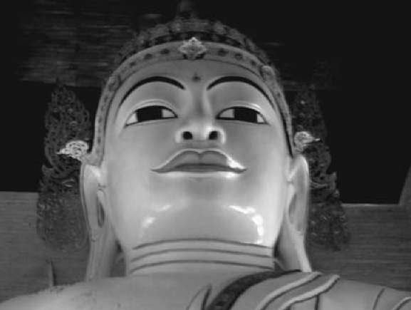 Head of large marble Buddha, Mandalay, Myanmar