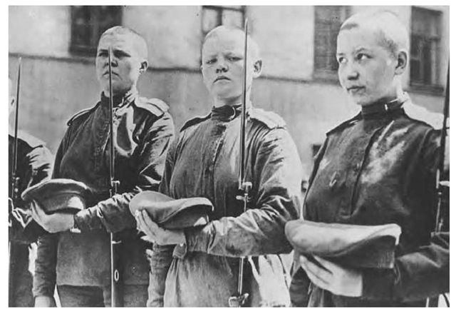 Members of the Women's Battalion of Death, a branch of the Russian military, 1917. 