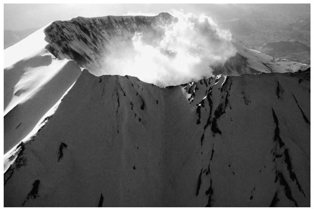 Mount St. Helens in Washington is an active volcano, and had an enormous eruption at 8:32 in the morning on May 18,1980. The debris blasted down nearly 230 sq. mi. (596 sq. km.) of forest and buried much of it beneath volcanic mud deposits.