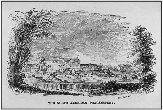 Circa 1840 drawing of the North American Phalanx, a commune located in Colts Neck during the mid-nineteenth century.