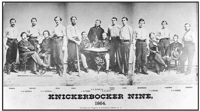 The Knickerbocker Nine Baseball Club, 1864.