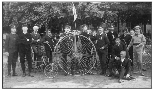 Rutgers University Bicycle Club, c. 1880.