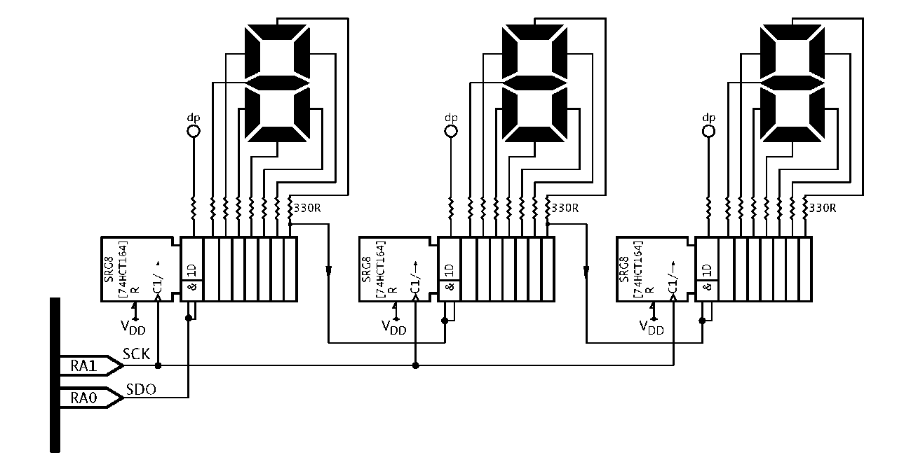 Serial interface to a 3-digit 7-segment display