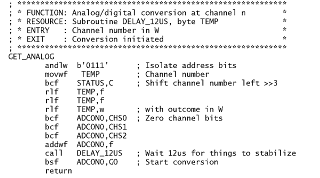 Program 14.2 Interrupt-driven subroutine to read channel n.