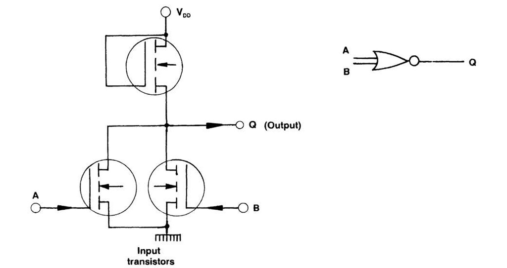 NOR logic circuit with circuit symbol.