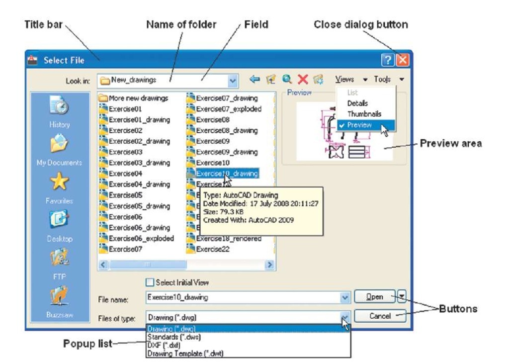The Select File dialog 