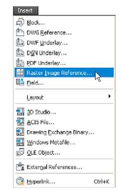 Selecting Raster Image Reference. from the Insert drop-down menu