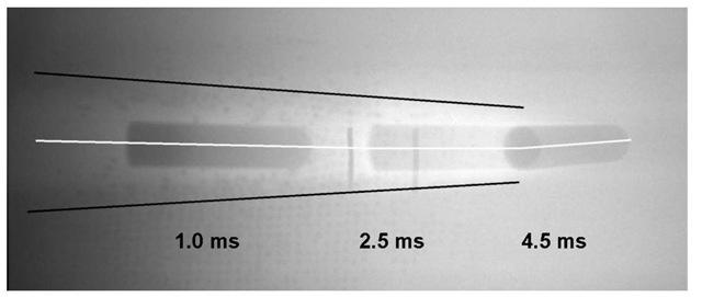  X-ray image of target embedding iron balls (striking velocity: 178 m/s) 