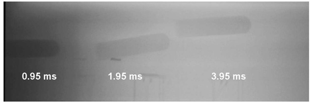 X-ray images of sand target embedded with pressure gages (Test 2) 