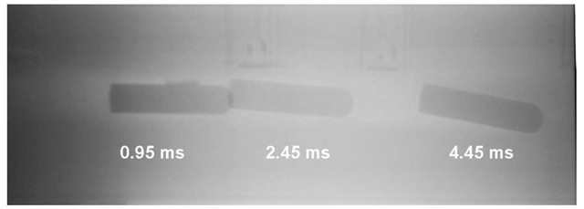 X-ray image of sand target embedded pressure gages (Test 3) 