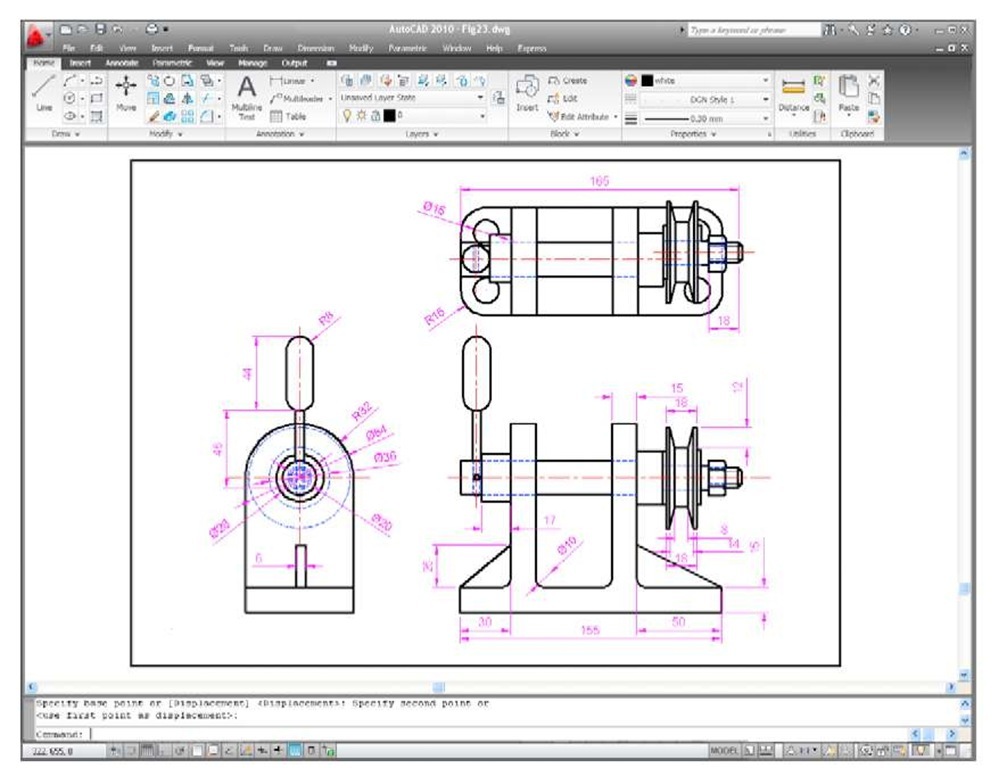 The *.dgn file imported into AutoCAD 2011 