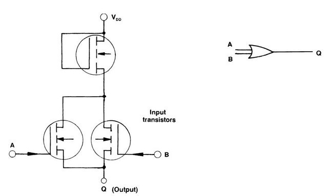 OR logic circuit with circuit symbol.