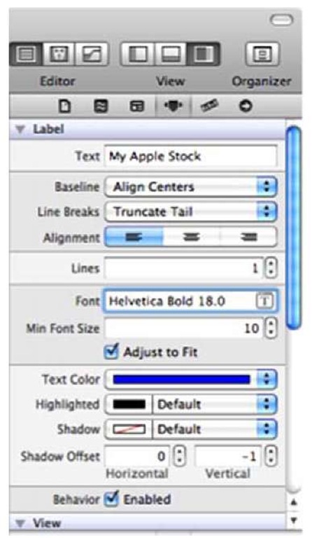 Using the inspector to update the label's text, font color, font size, and so on