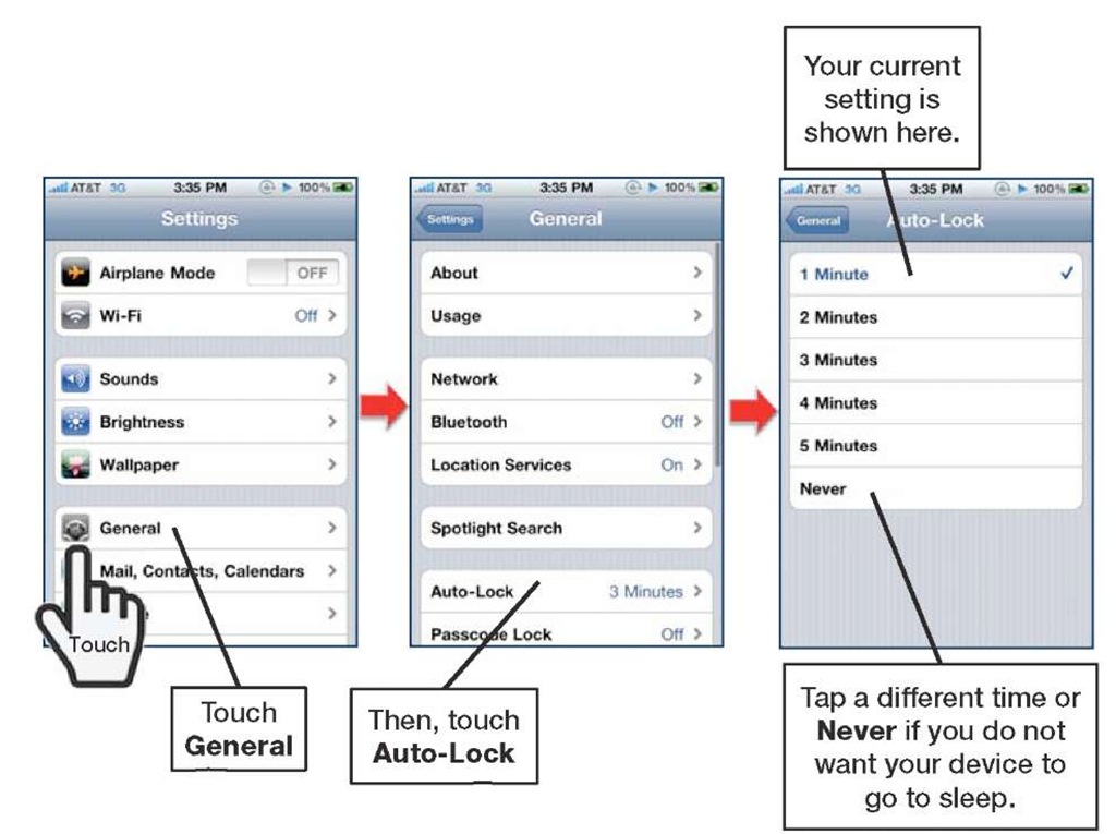Settings to adjust or remove the time-out for the Auto-Lock feature 