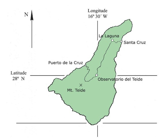Location of the observatory on the island of Tenerife. 