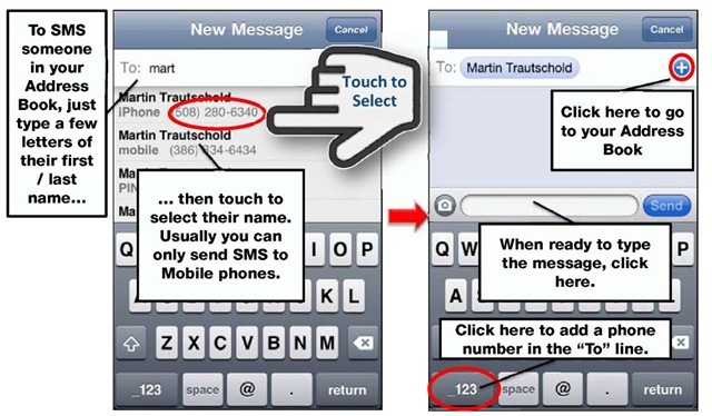 tmpB234_thumbChoosing a recipient for an SMS message