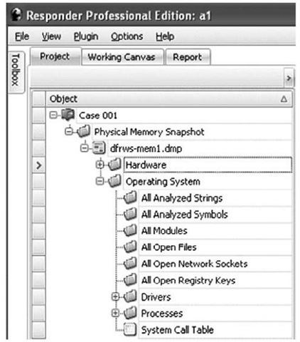 Expanded Operating System Folder in Responder User Interface 