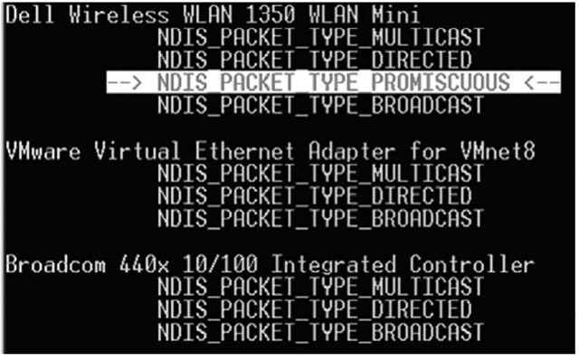 Excerpt from the Output of ndis.exe on Windows XP 