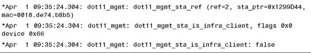  debug dot11 mgmt station Output