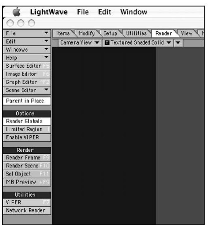 LightWave's Render Globals panel is found under the Render tab in Layout. 