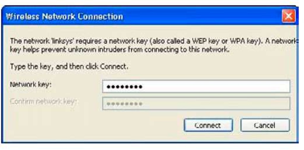 Entering the network key. 