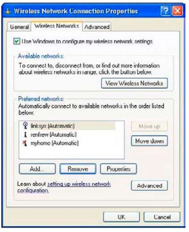 The Wireless Network Properties window 