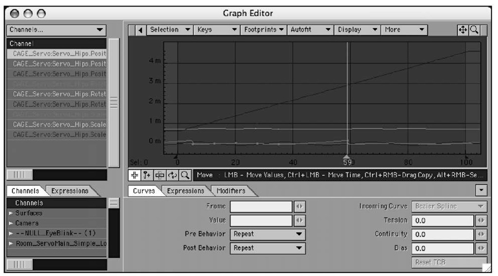 The LightWave Graph Editor offers specific control over motion channels for your Layout items.