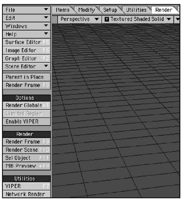 The Render tab encompasses all of your necessary render tools. Without these, you see nothing!