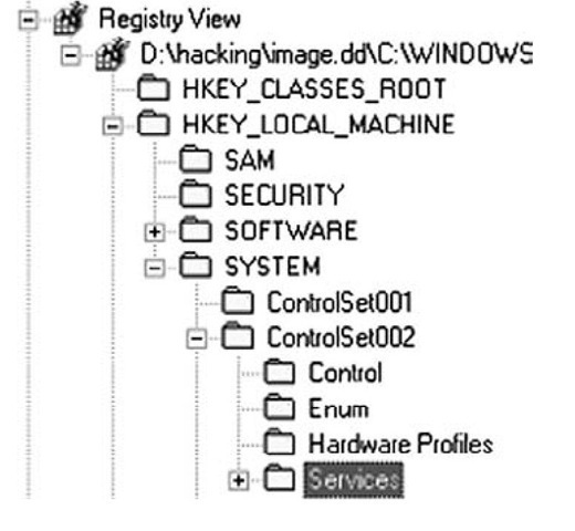 Excerpt from ProDiscover Registry View 