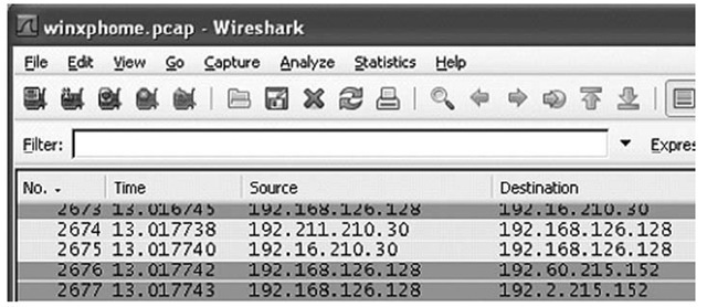 Excerpt of Wireshark v1.0.3 GUI 