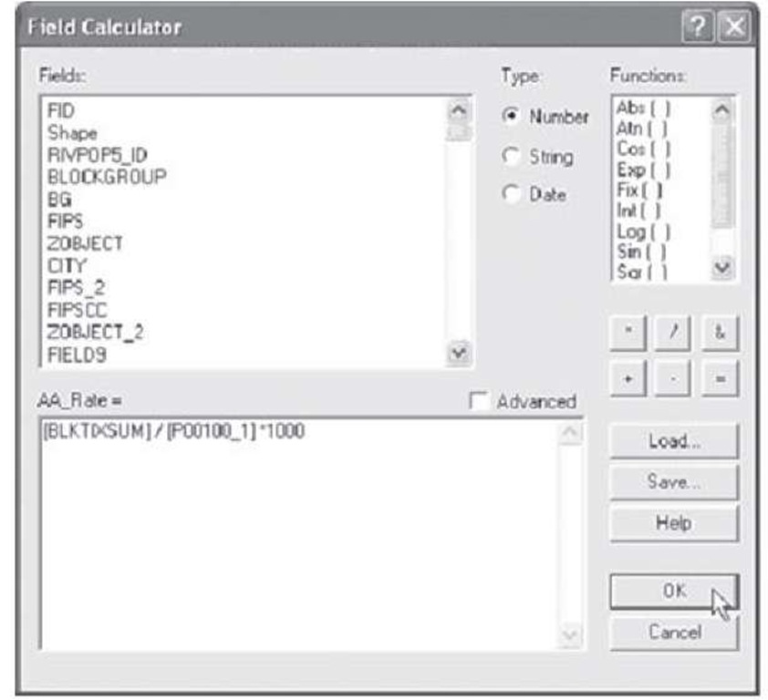 Field Calculator screen