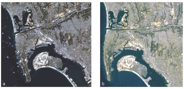  (a) Landsat 5 image enlarged, (b) Photographic image, STS064-080-021 (STS064 launch September 9, 1994). 