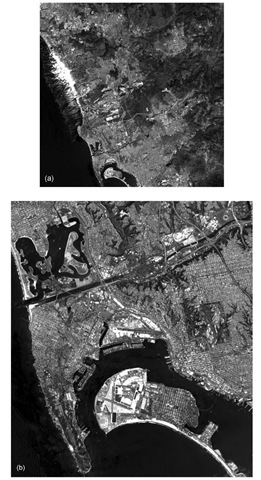  (a) SPOT-3 image of San Diego County. (b) San Diego Harbor, SPOT image.