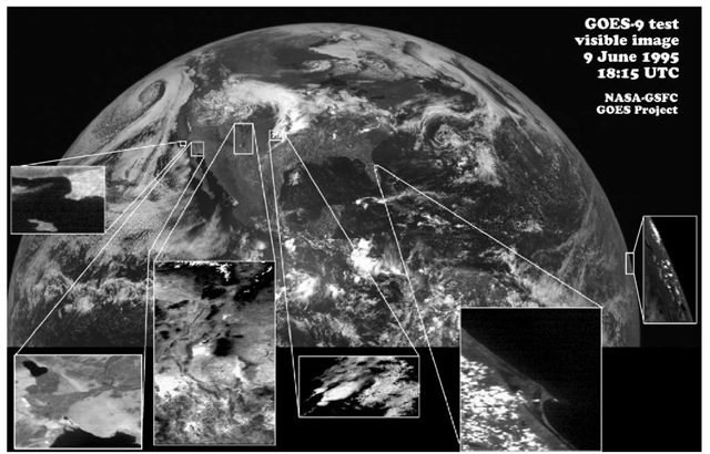GOES-9 visible image, June 9, 1995, 18:15 UTC.