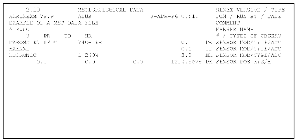 Example of a RINEX meteorological file. 