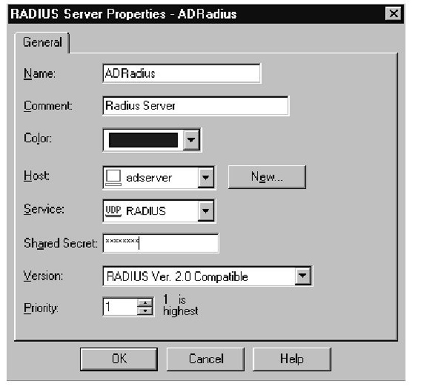 Radius Server Properties