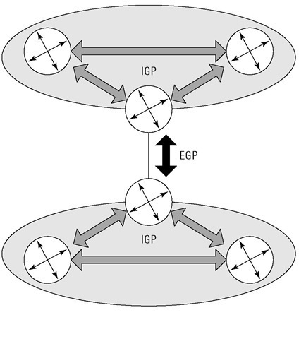 An EGP router connects two IGP routers across the Internet. 