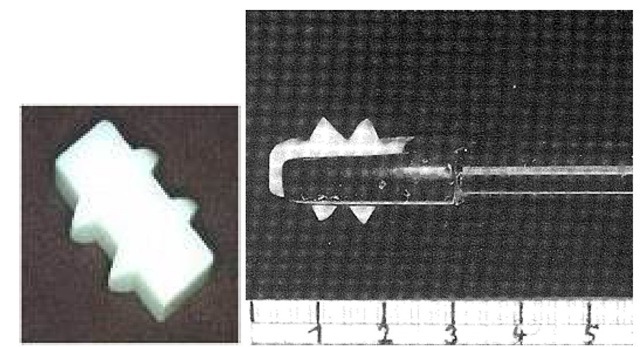  Glass-ceramic implant plus application fork (1992). 