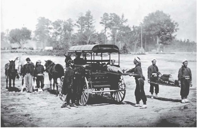 Civil War ambulance accepting patients. 