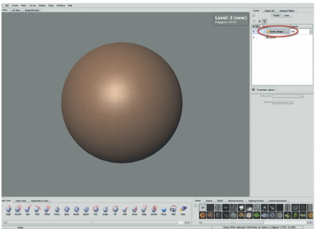 Before Starting to Sculpt, Create a New Sculpt Layer and Subdivide the Sphere Twice. 