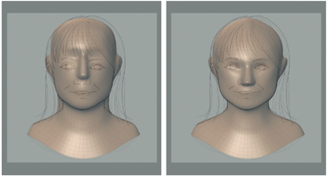 Use the Grab Tool to Adjust the Model's Features as Seen from the Front. 