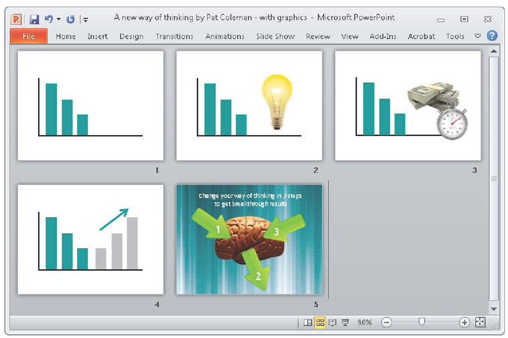 Adding graphics to the first five slides of Act I. 