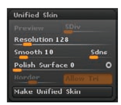 The Unified Skin menu
