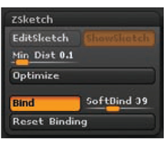 The SoftBind slider controls the fall-off assigned for each joint to the ZSketch.
